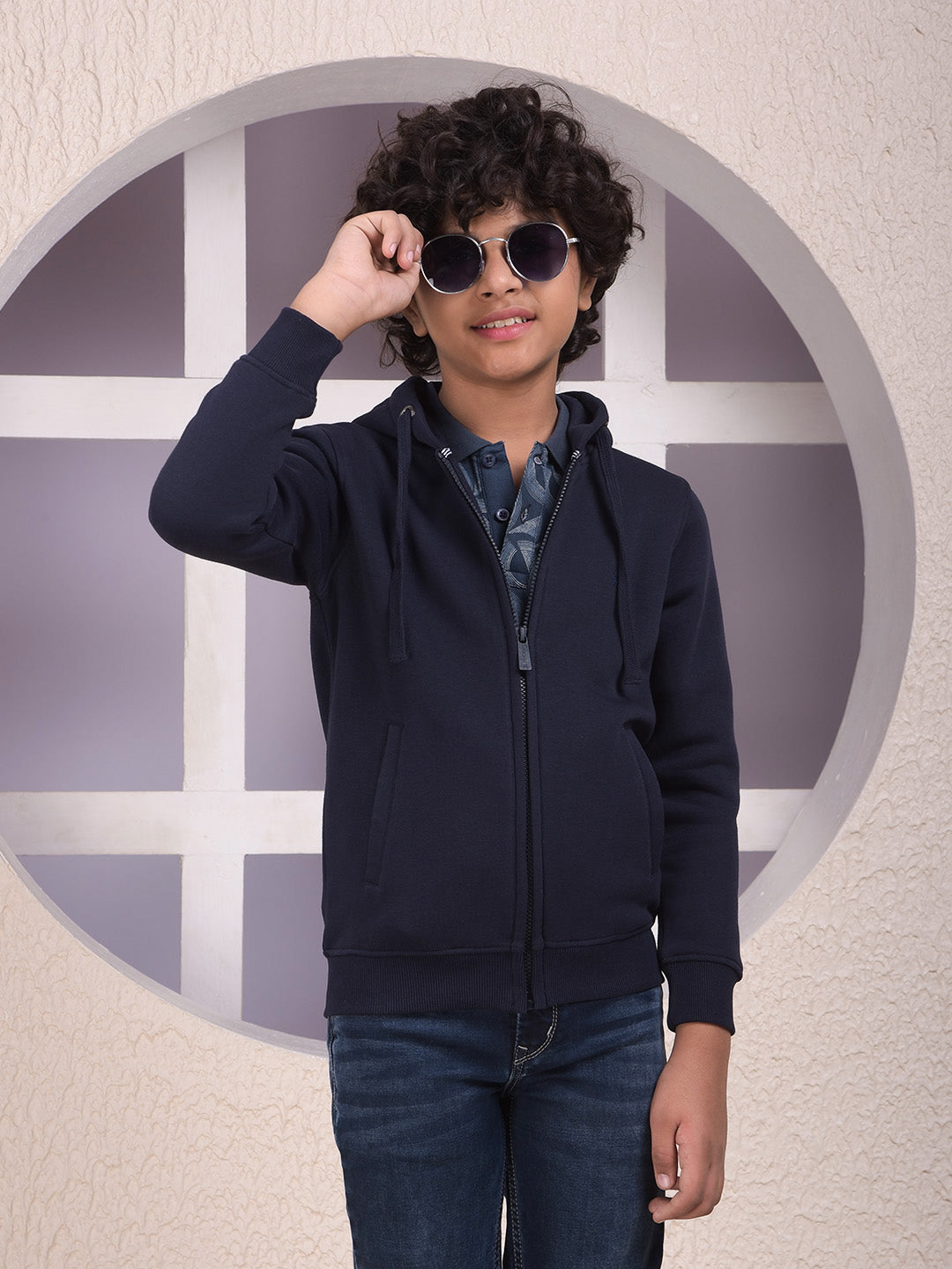 Navy Blue Hooded Neck Sweatshirt