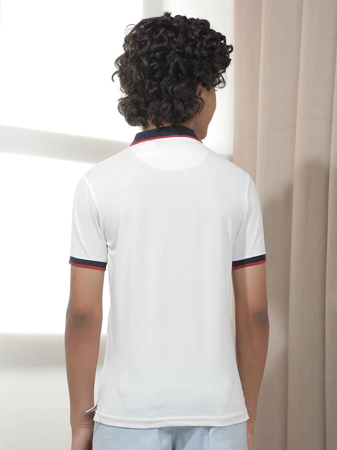 White Contrast Collar Polo T-Shirt
