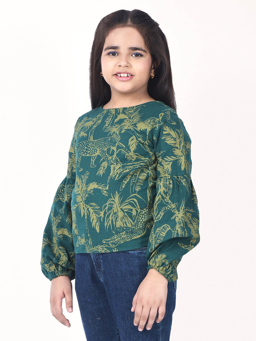 Green Printed 100% Cotton Top