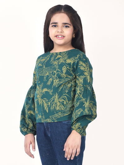Green Printed 100% Cotton Top