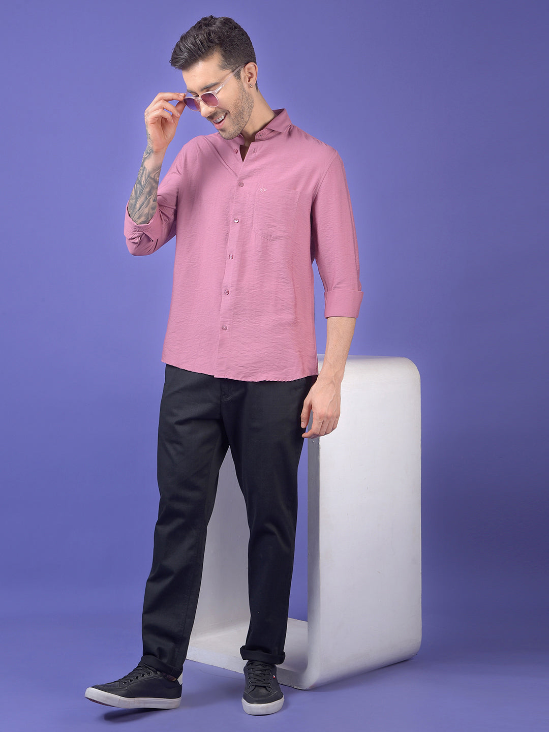 Pink Textured Shirt