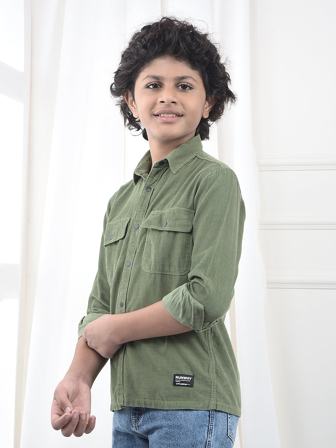 Green 100% Cotton Corduory Shirt