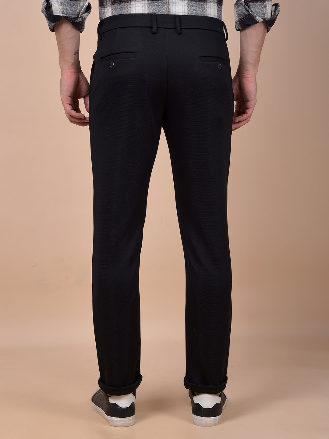 Chic Navy Blue Knitted Trousers
