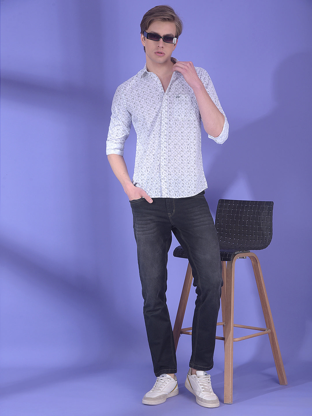 Fluid White Printed Shirt