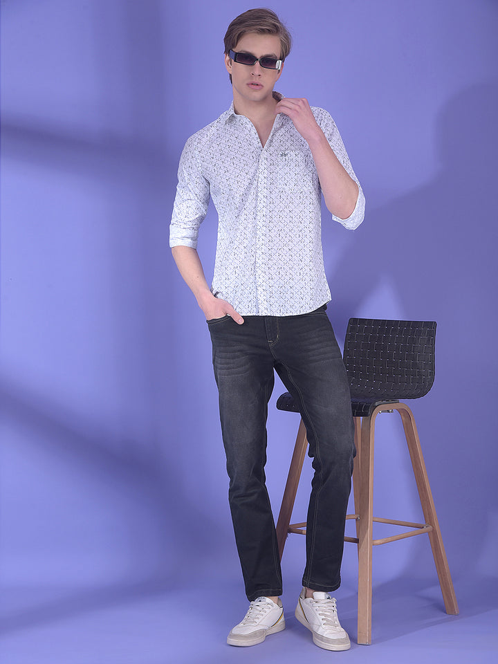 Fluid White Printed Shirt