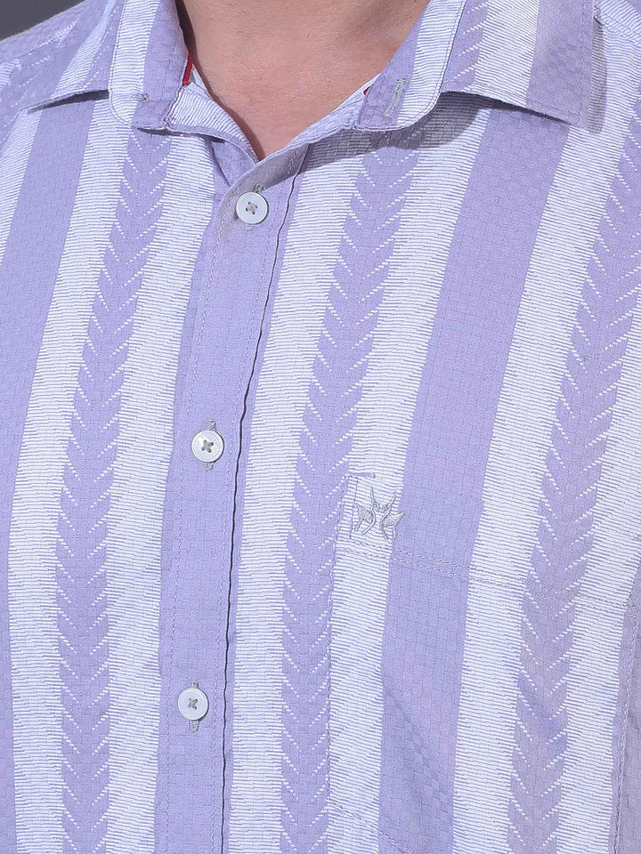 Purple 100% Cotton Vertical Stripes Shirt