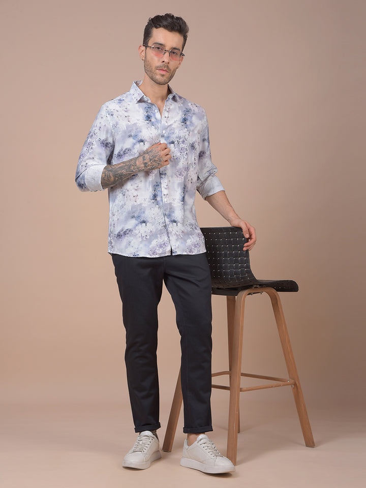 Purple Floral Print Shirt