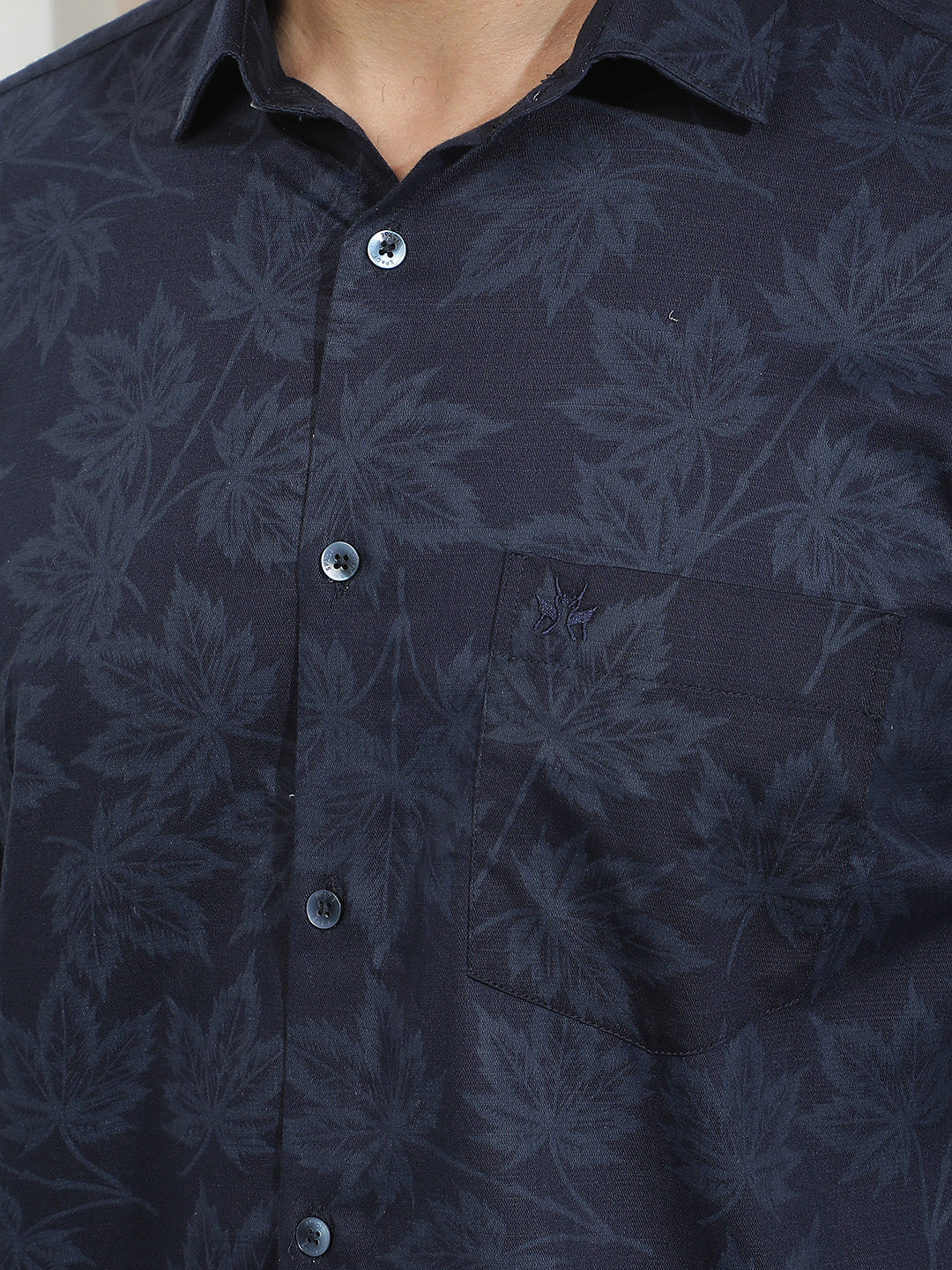 Navy Blue Floral Print Shirt