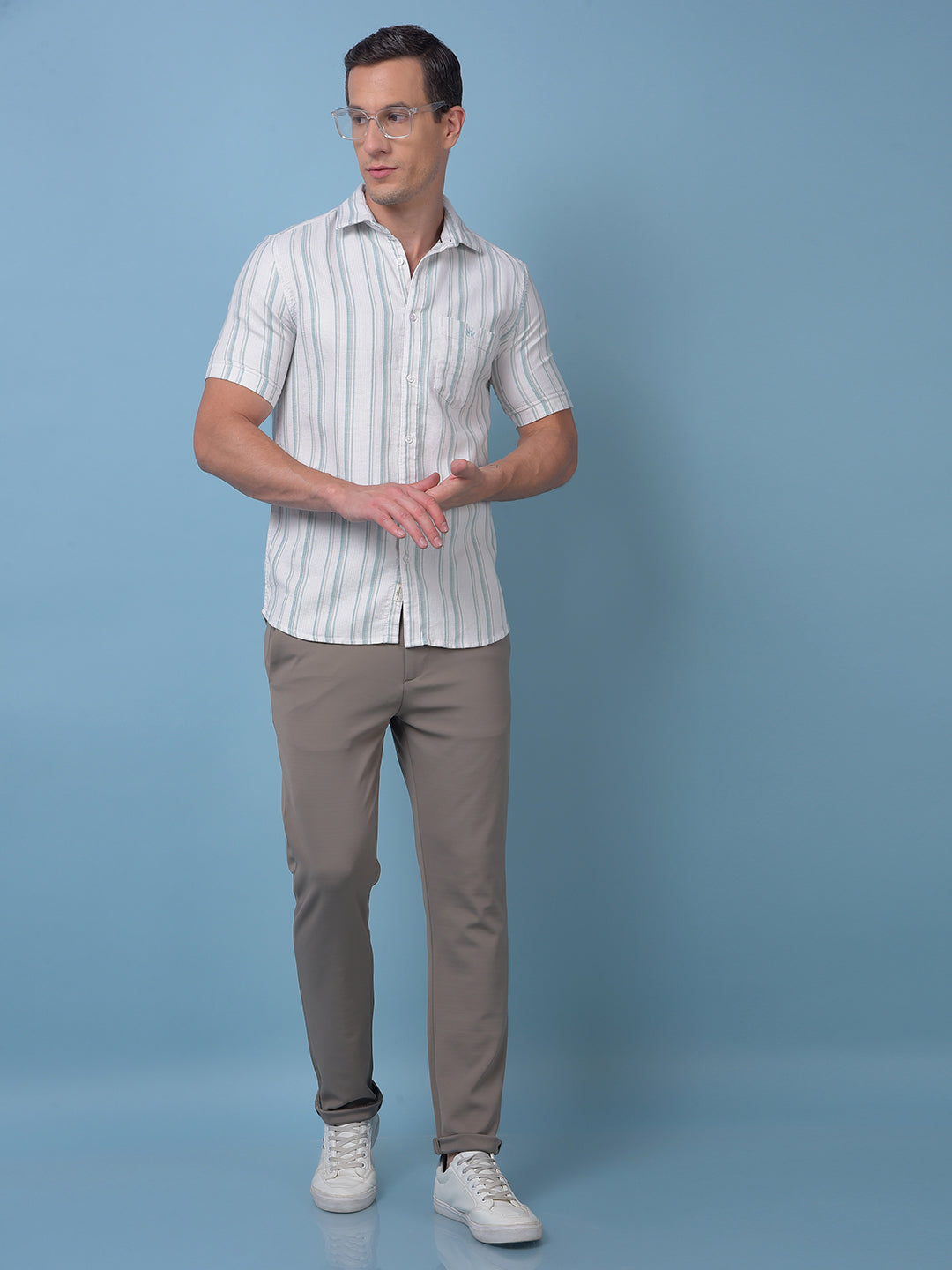 White Vertical Stripes 100% Cotton Shirt