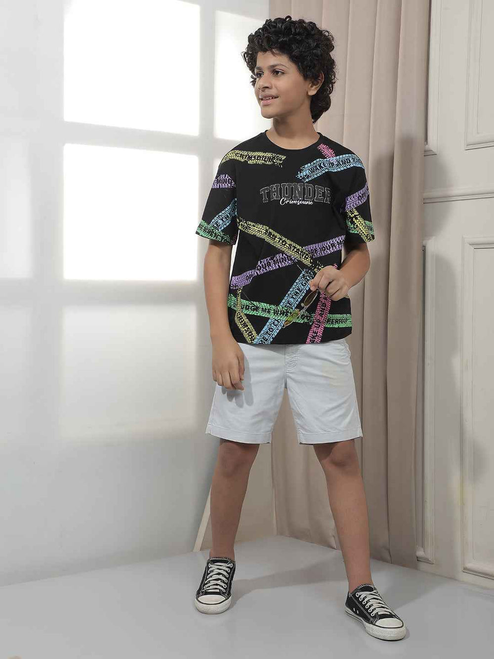 Urban Script Black Typographic Printed T-Shirt