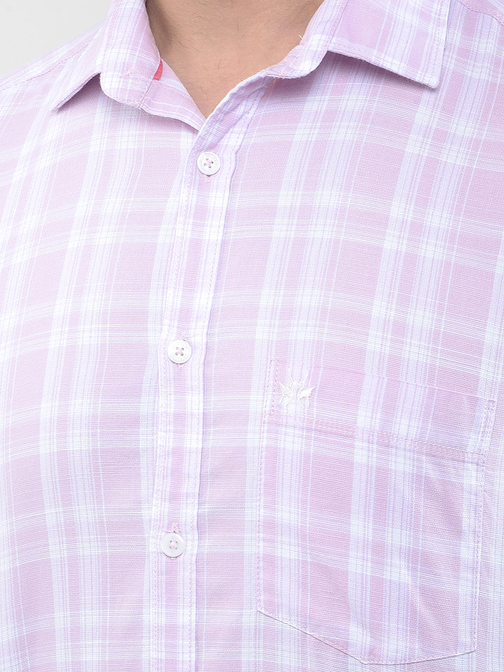 Casual Edit Pink Checked 100% Cotton Shirt