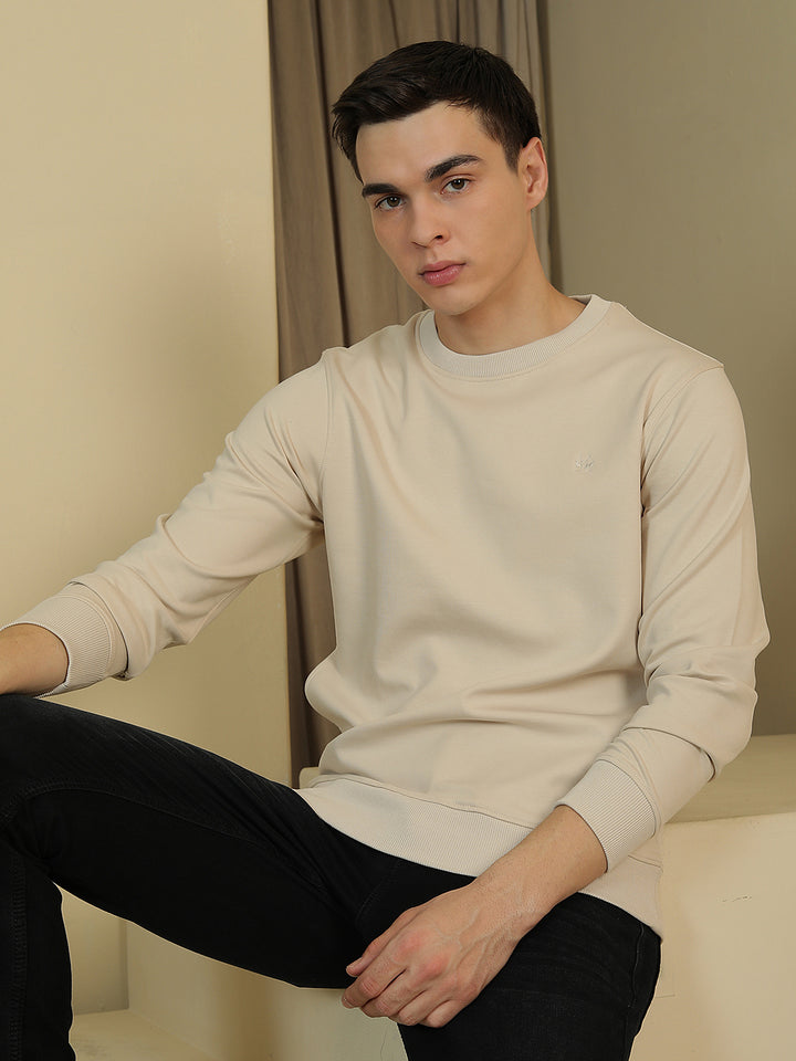 Beige Round Neck Sweatshirt