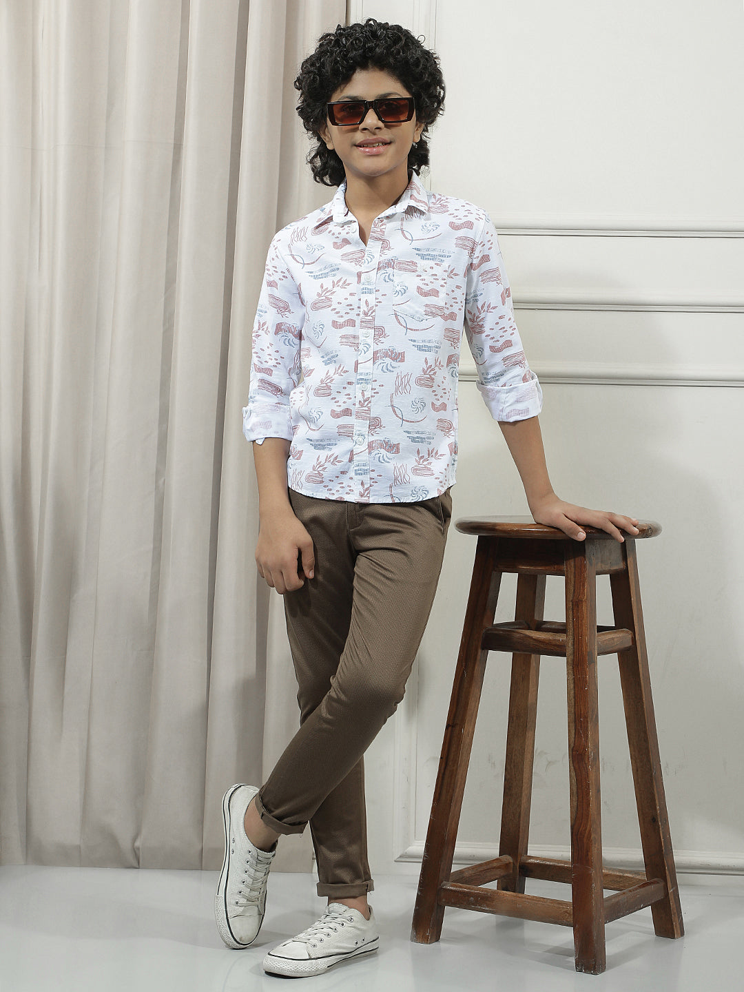 Brown Cotton Stretchable Trousers