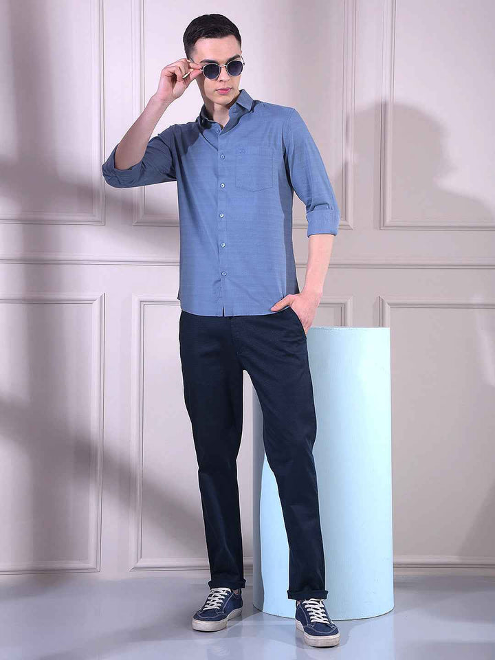 Navy Blue Printed Trousers