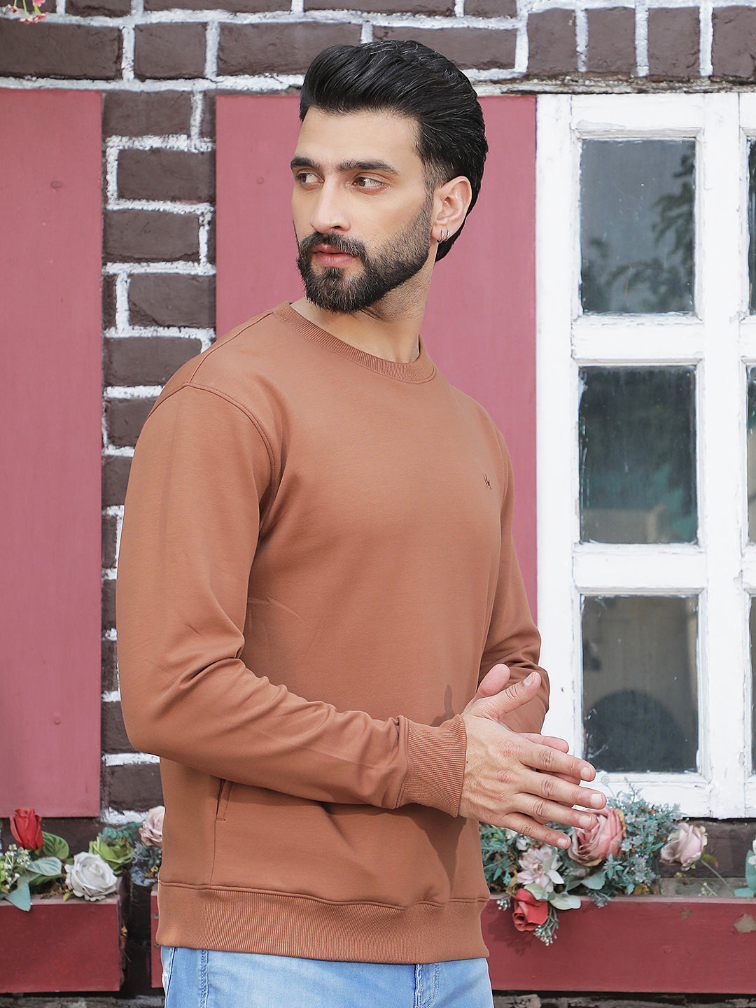 Brown Round Neck Sweatshirt