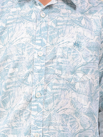 Green Floral Print 100% Cotton Shirt