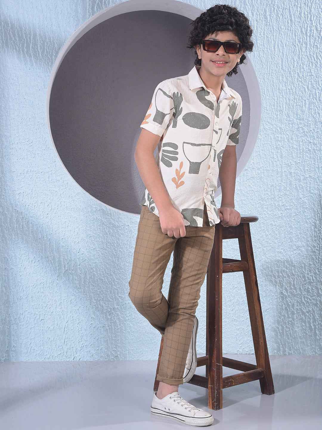 Brown Grid Check Trousers