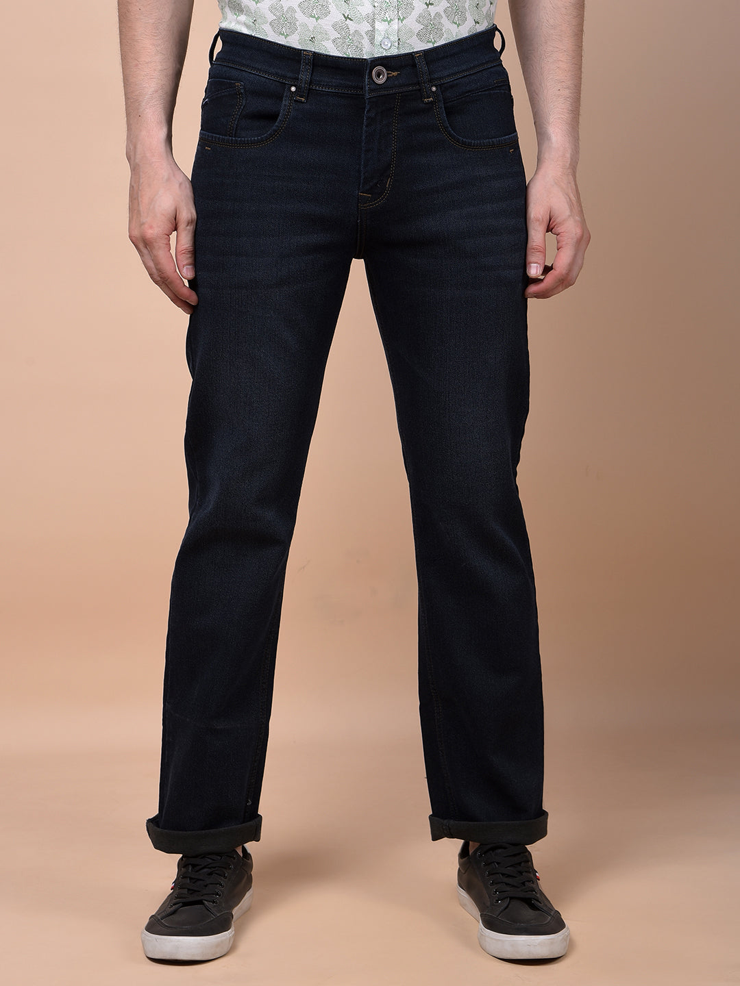 Modern Edgey Navy Blue Straight Jeans