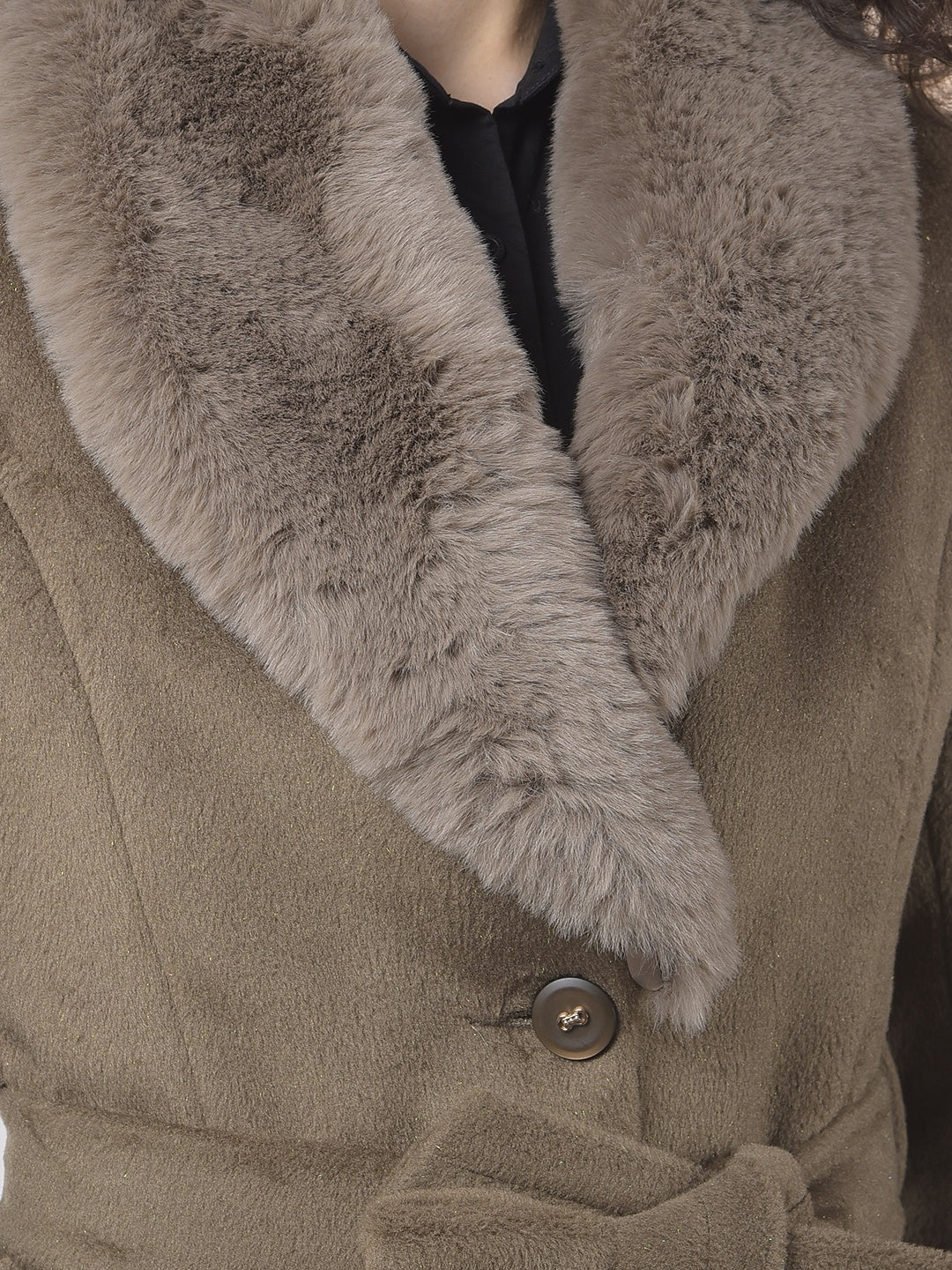 Brown Notched Lapel Overcoat With Belt