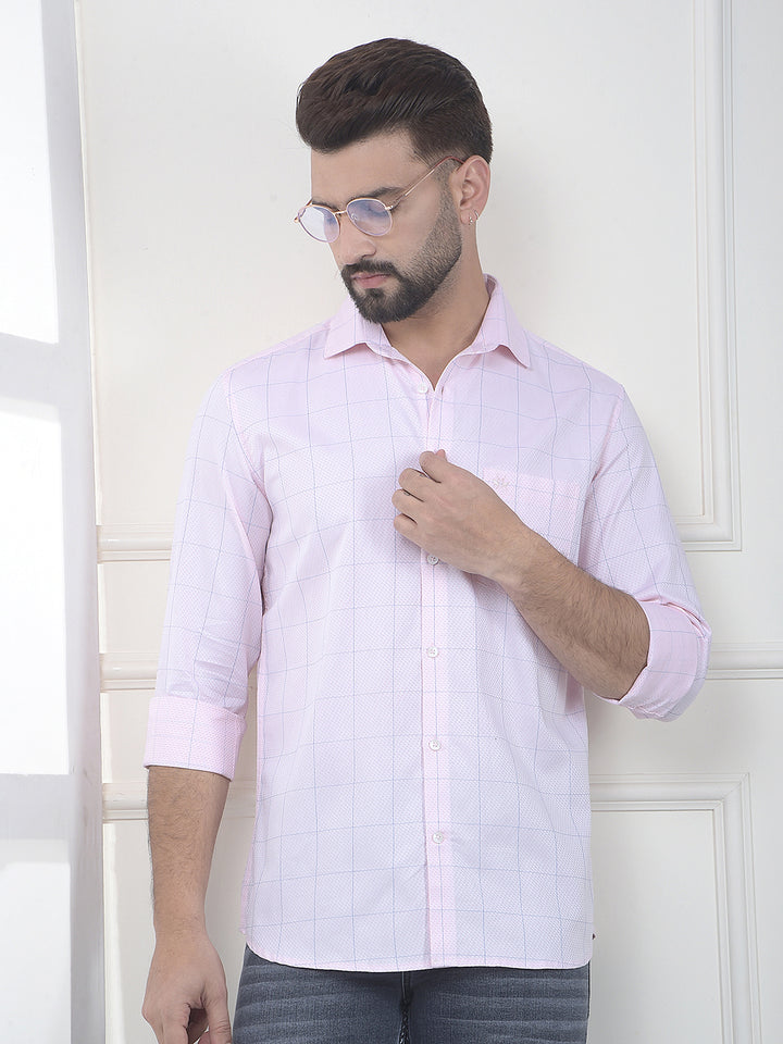 Pink Checked 100% Cotton Shirt