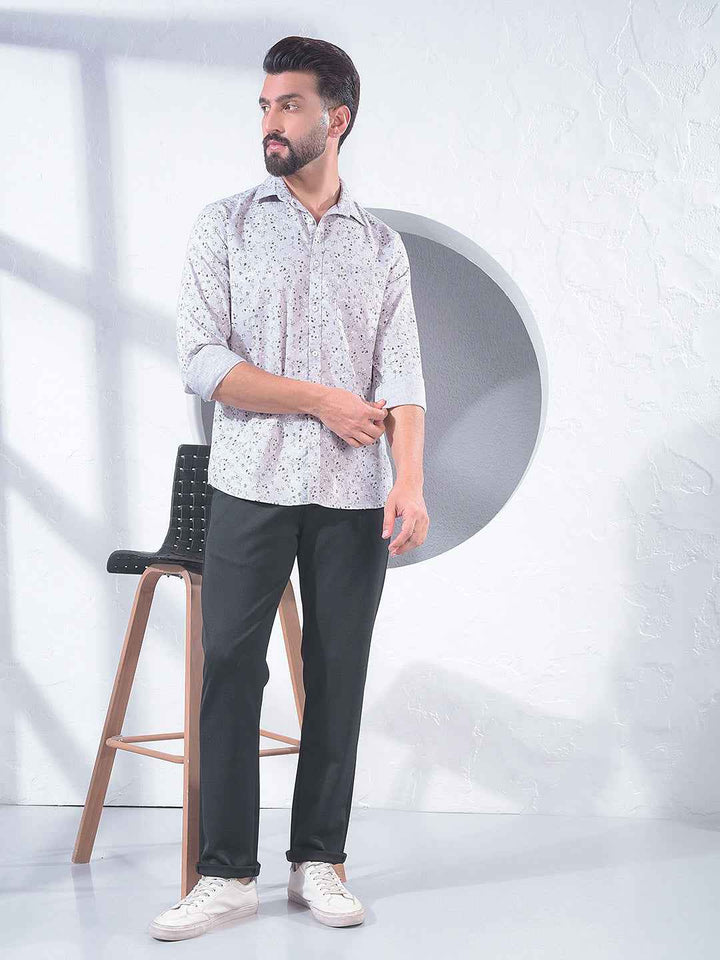 Grey Floral Print Shirt