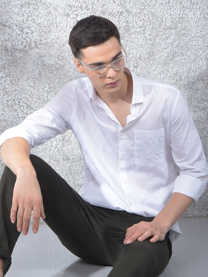 White Textured 100% Cotton Shirt