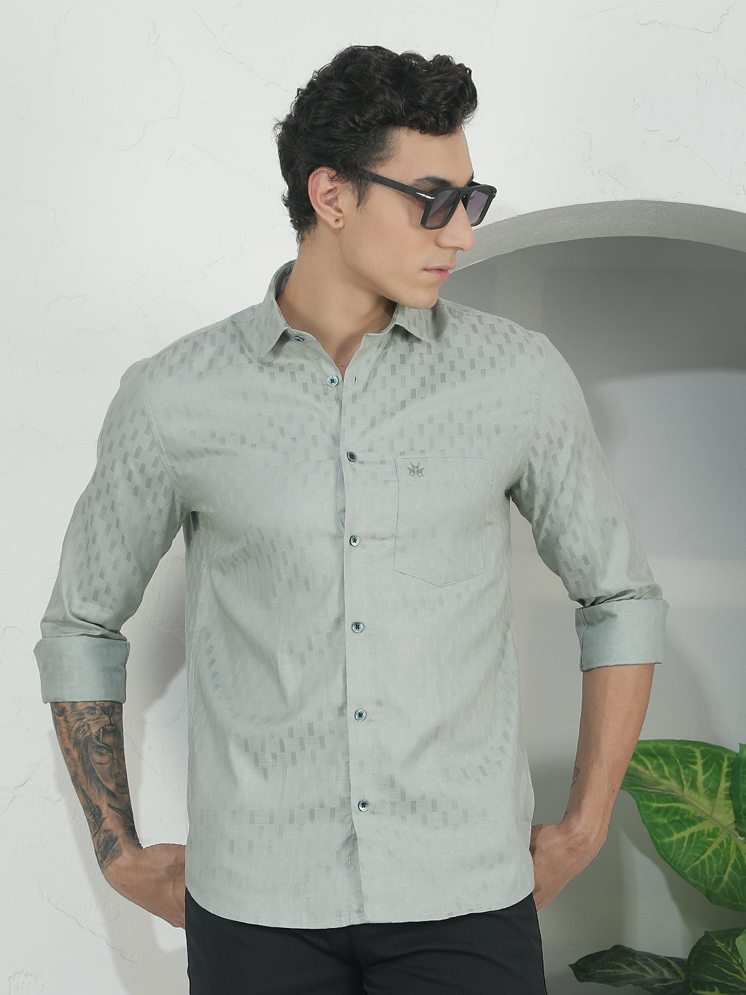 Luxe Forest Green Jacquard Shirt