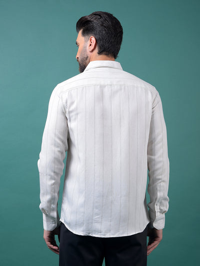 White Vertical Stripes Shirt