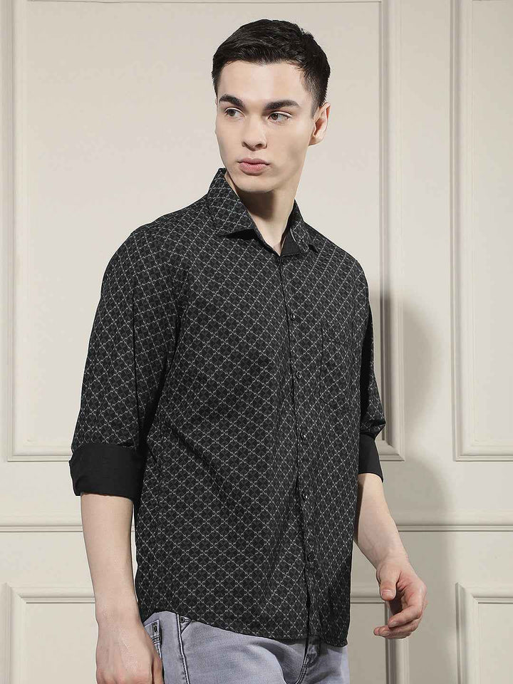 Midnight Black Printed Shirt