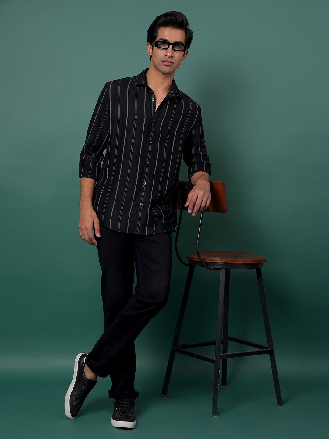 Black Vertical Stripes Shirt