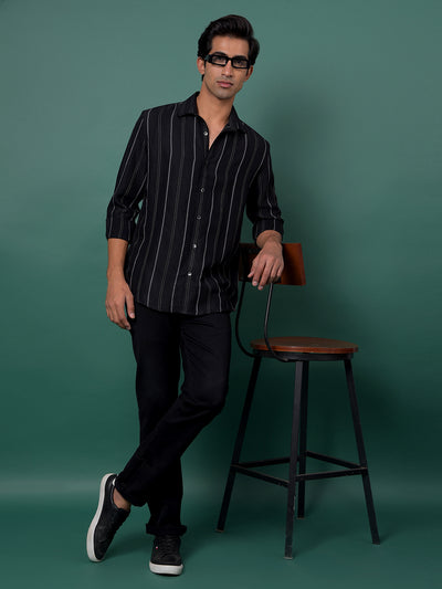 Black Vertical Stripes Shirt