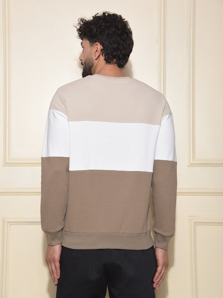 Beige Color-Block Pure Cotton Sweatshirt