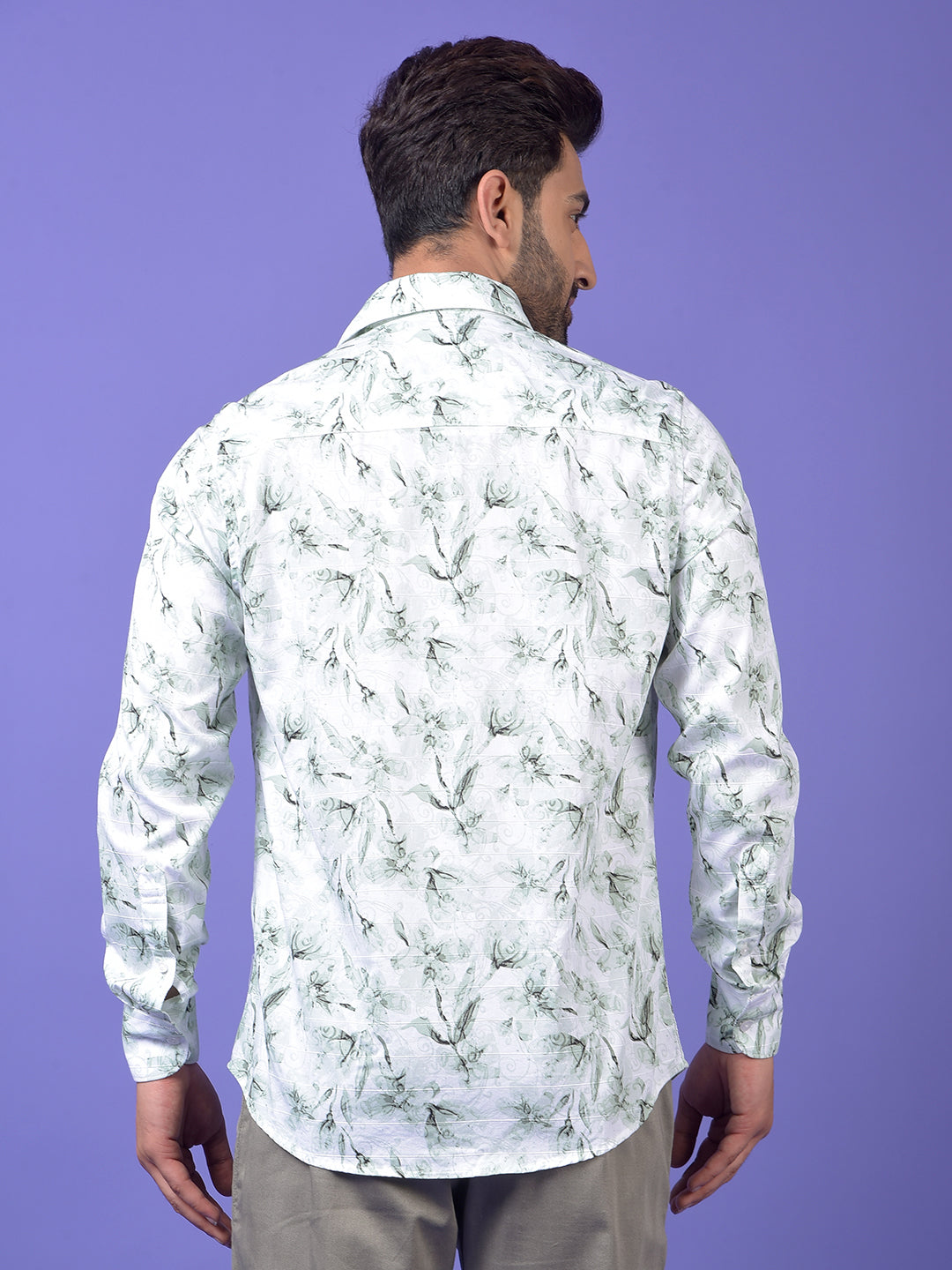 Green Floral Print 100% Cotton Shirt