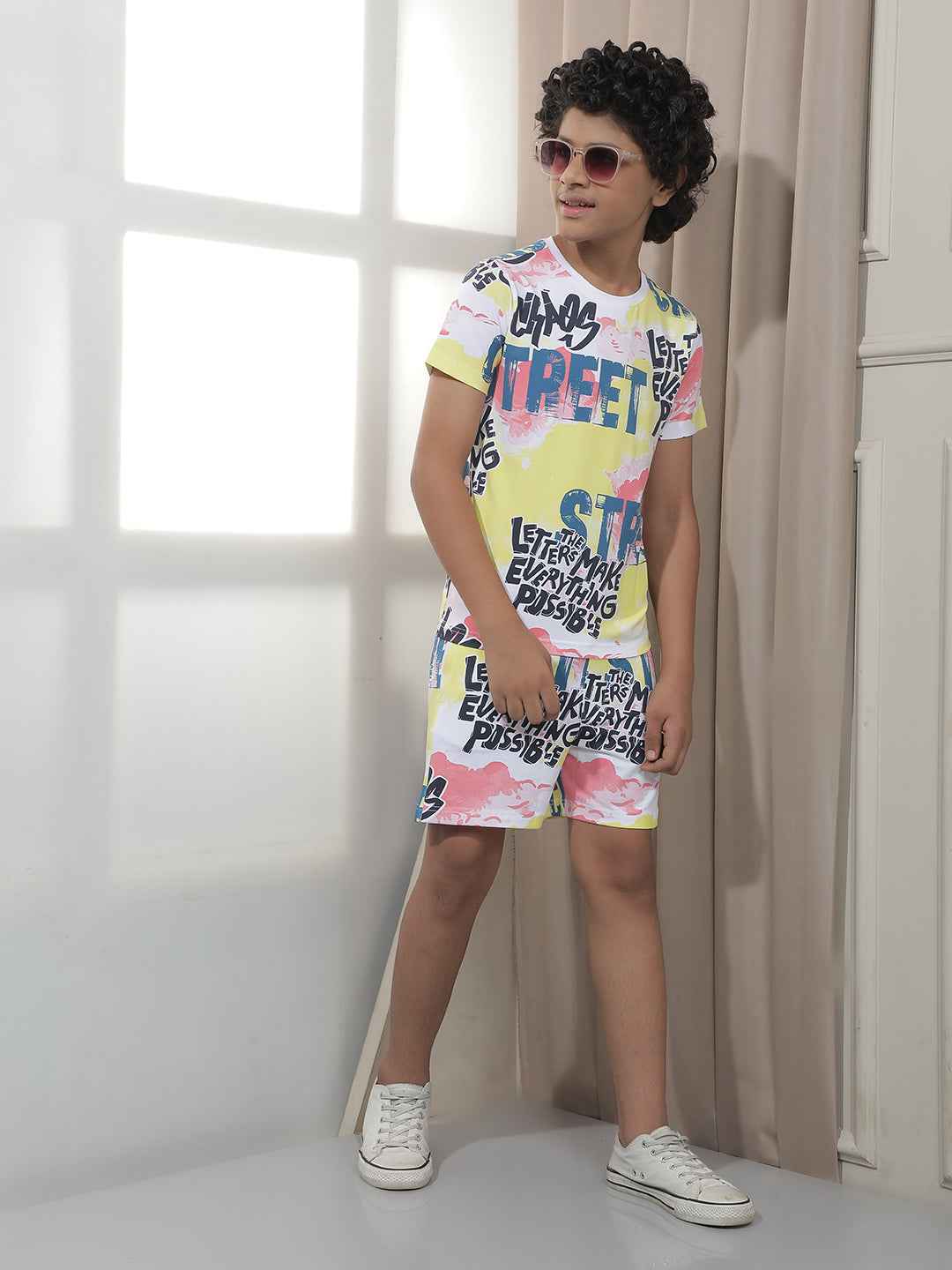 Multi-Color Typography Print T-Shirt