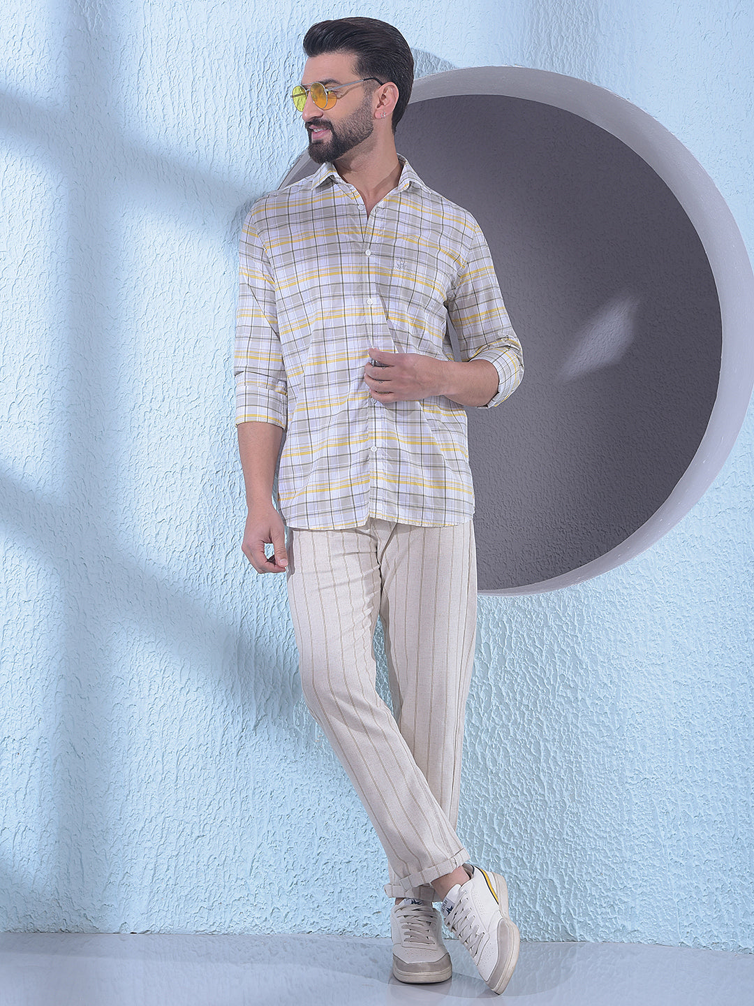 Grey Checked 100% Cotton Shirt