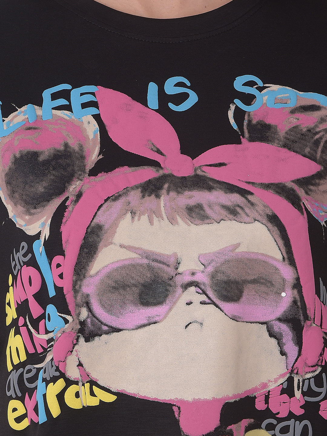 Black Graphic Print Oversized T-Shirt
