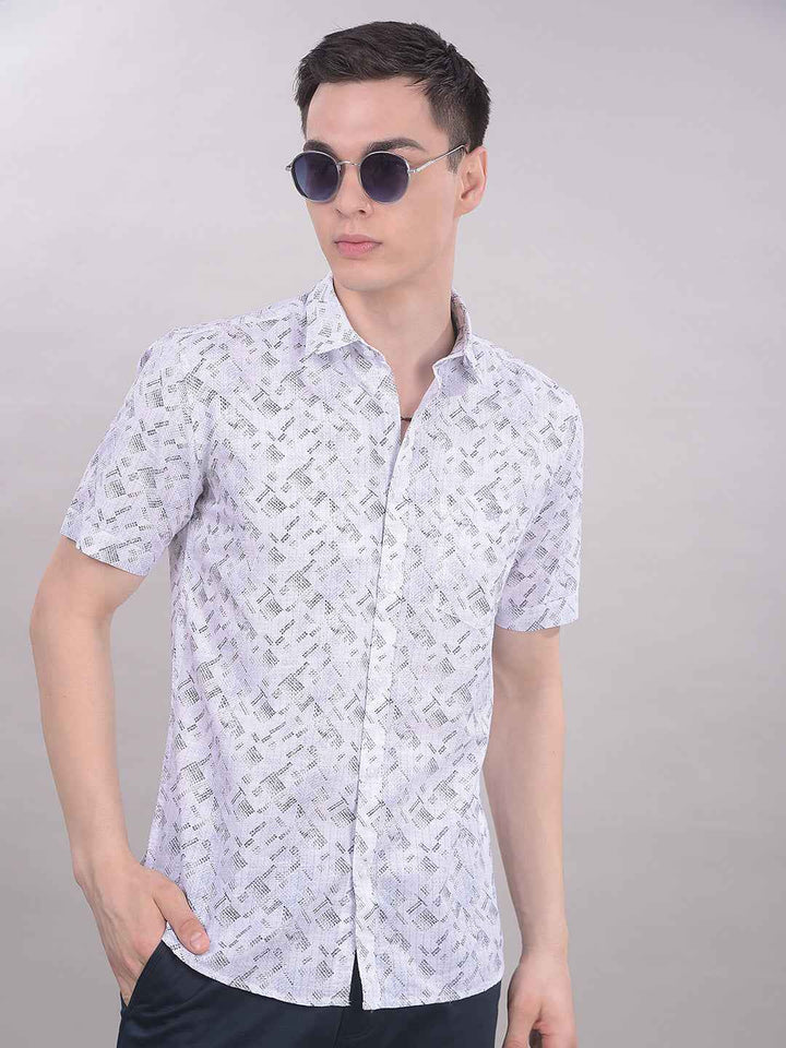 White Graphic Print Shirt