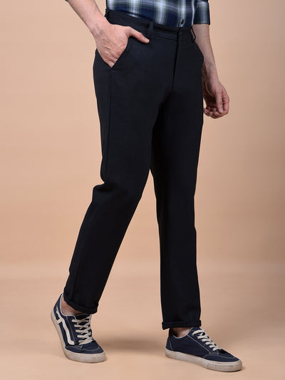 Sleek Silhouette Navy Blue Trousers