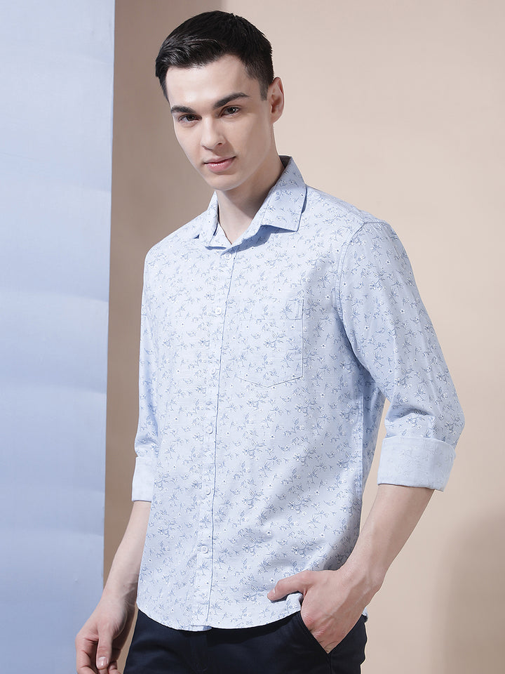 Blue Floral Print Shirt