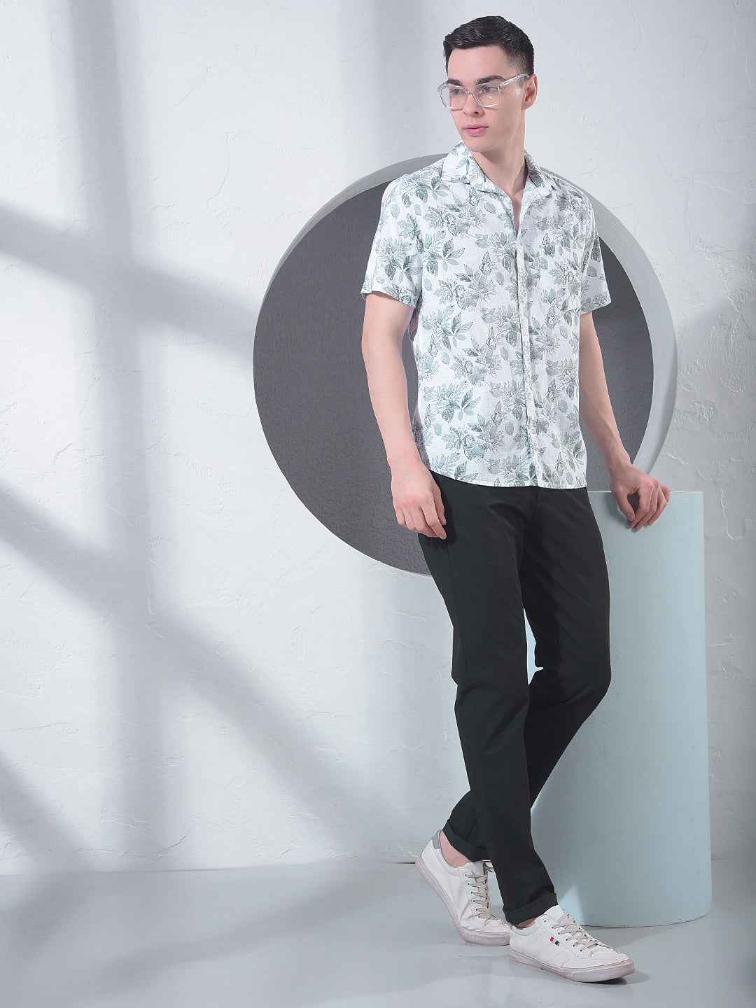 Green Floral Print 100% Cotton Shirt