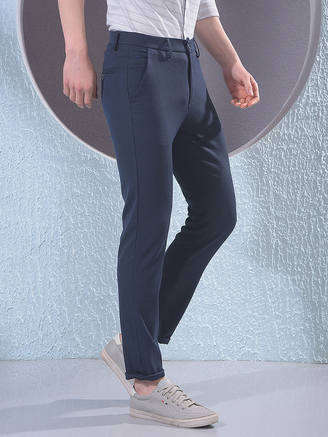 Navy Blue Trousers-Men Trousers-Crimsoune Club
