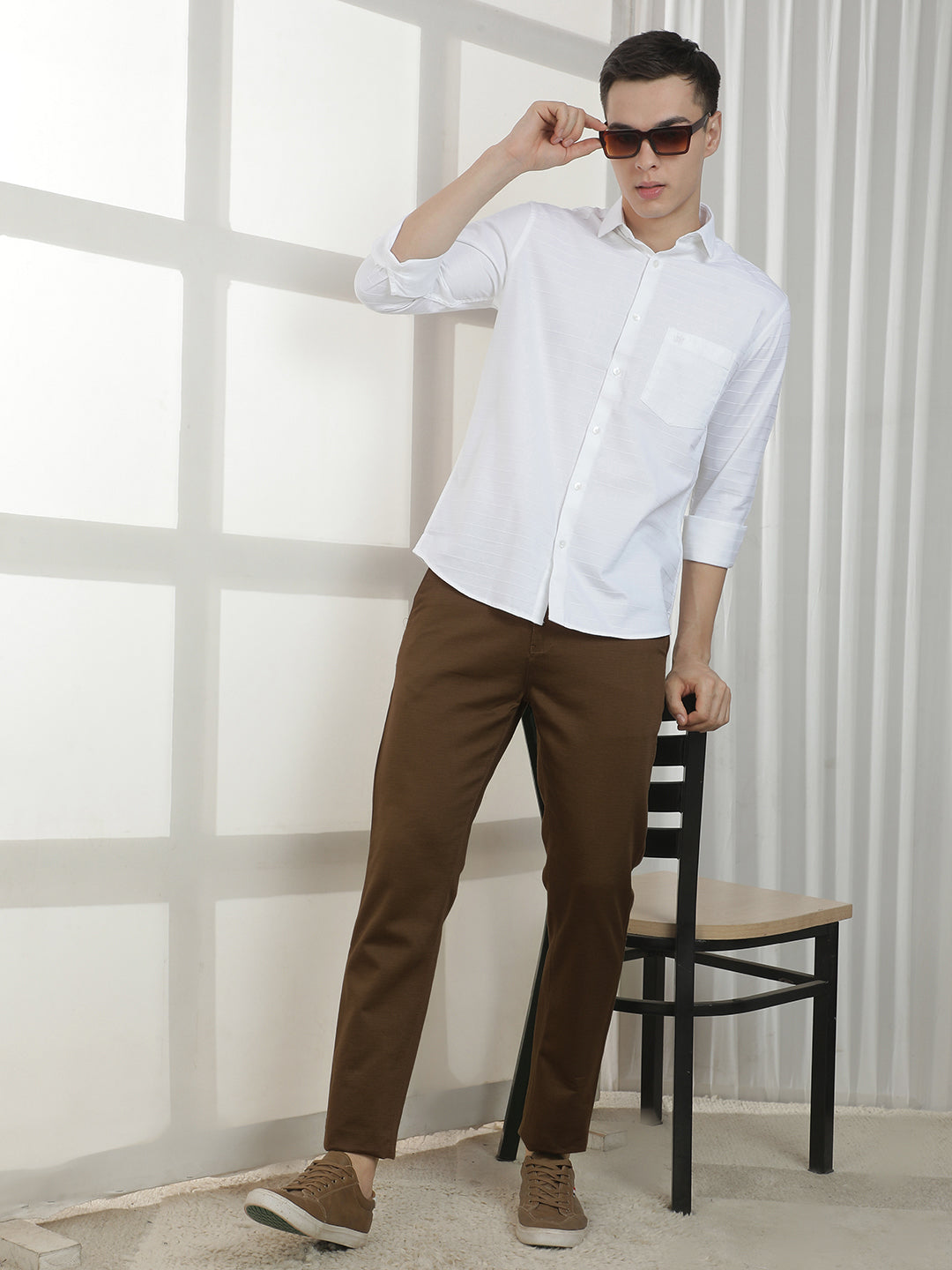 Chic Cocoa Brown Printed Trousers