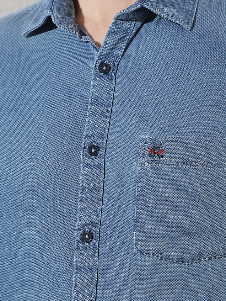 Blue 100% Cotton Denim Shirt