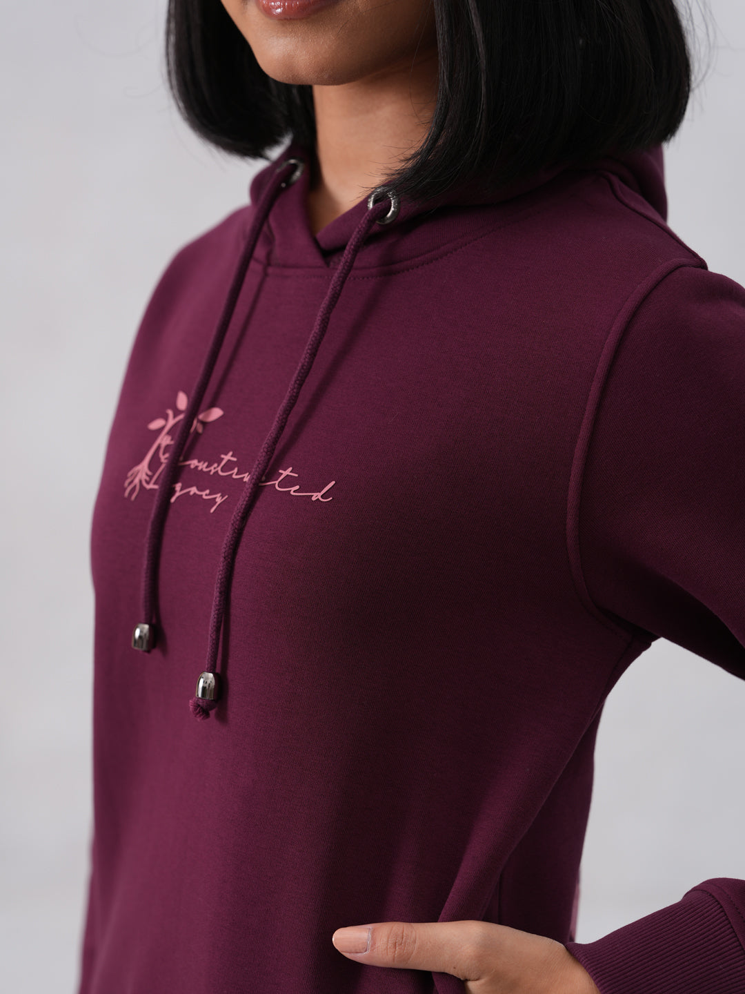 Wine Hooded Neck Sweatshirt