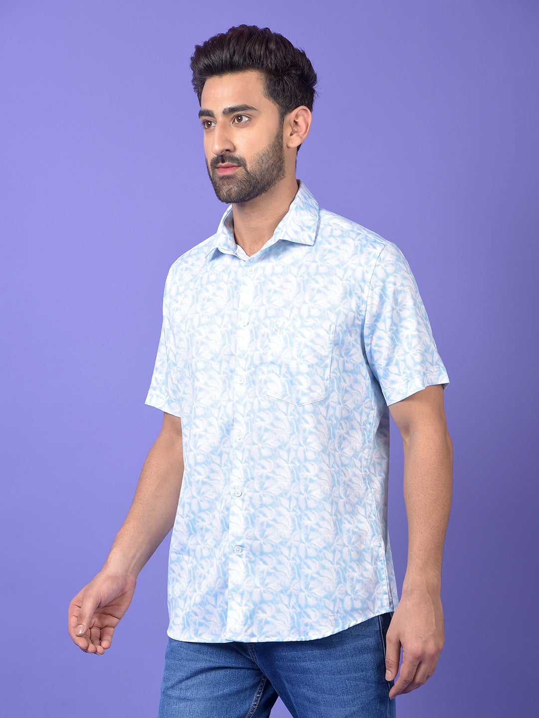 Blue Floral Print Shirt