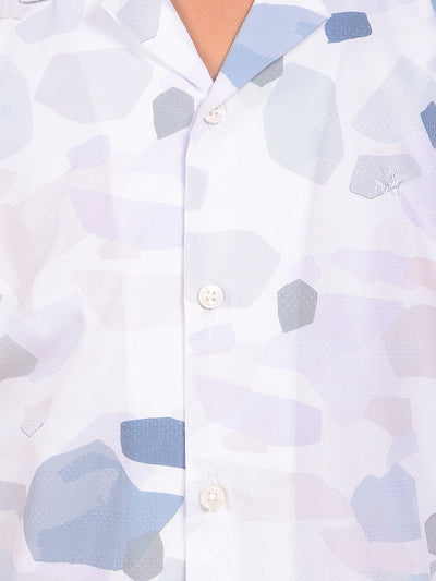 Blue Printed Resort-Collar Shirt