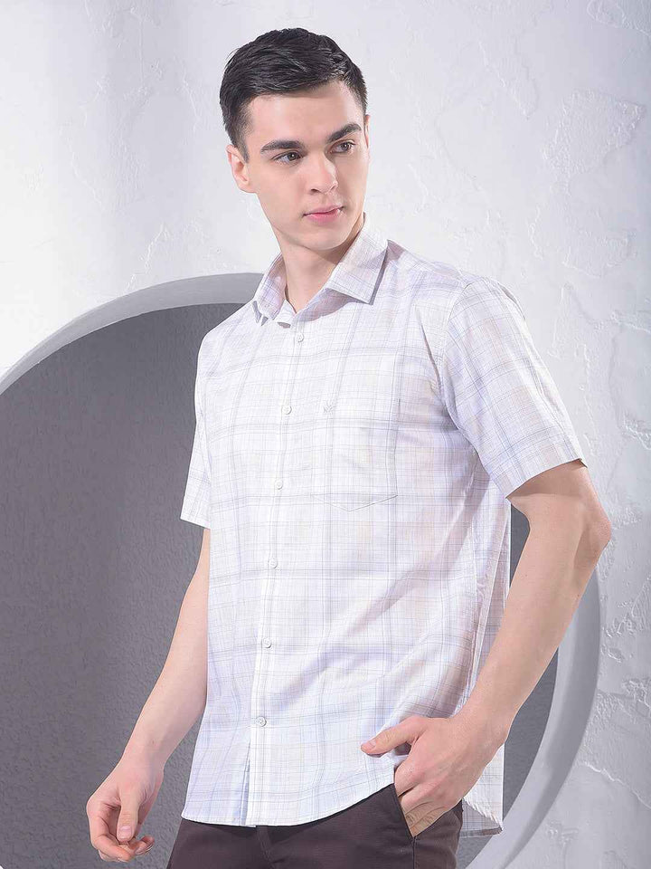 Beige Checked 100% Cotton Shirt