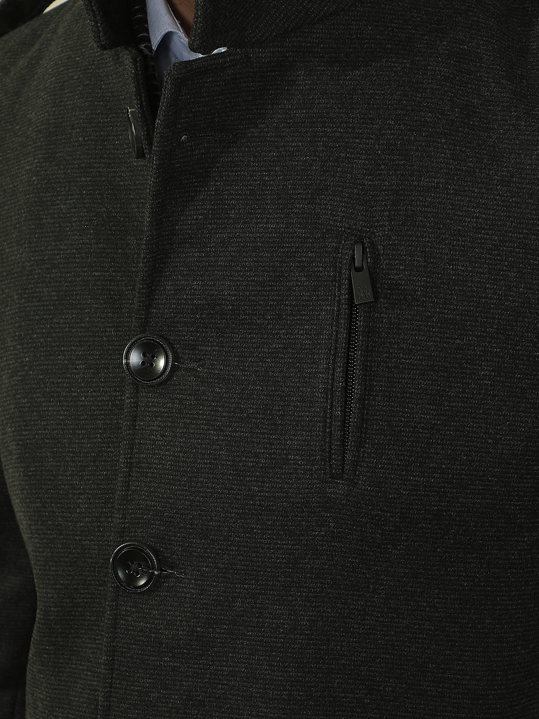 Black Longline Stand Collar Coat