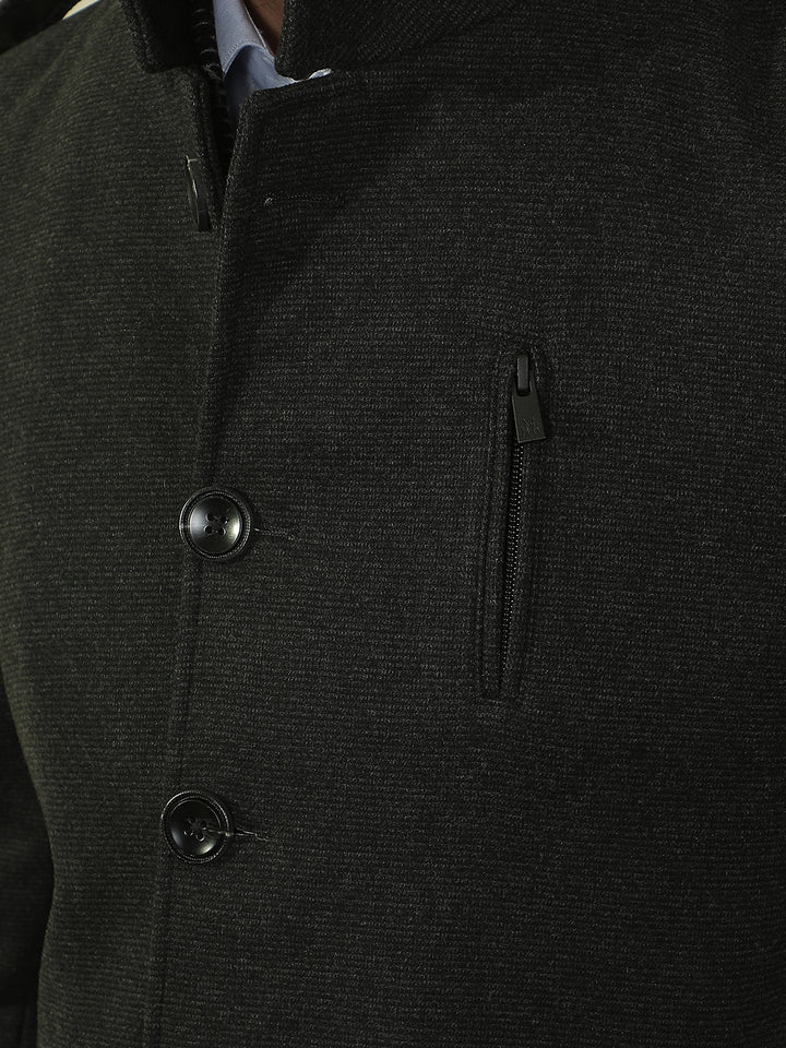 Black Longline Stand Collar Coat