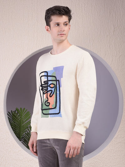Beige Embroidered Sweatshirt